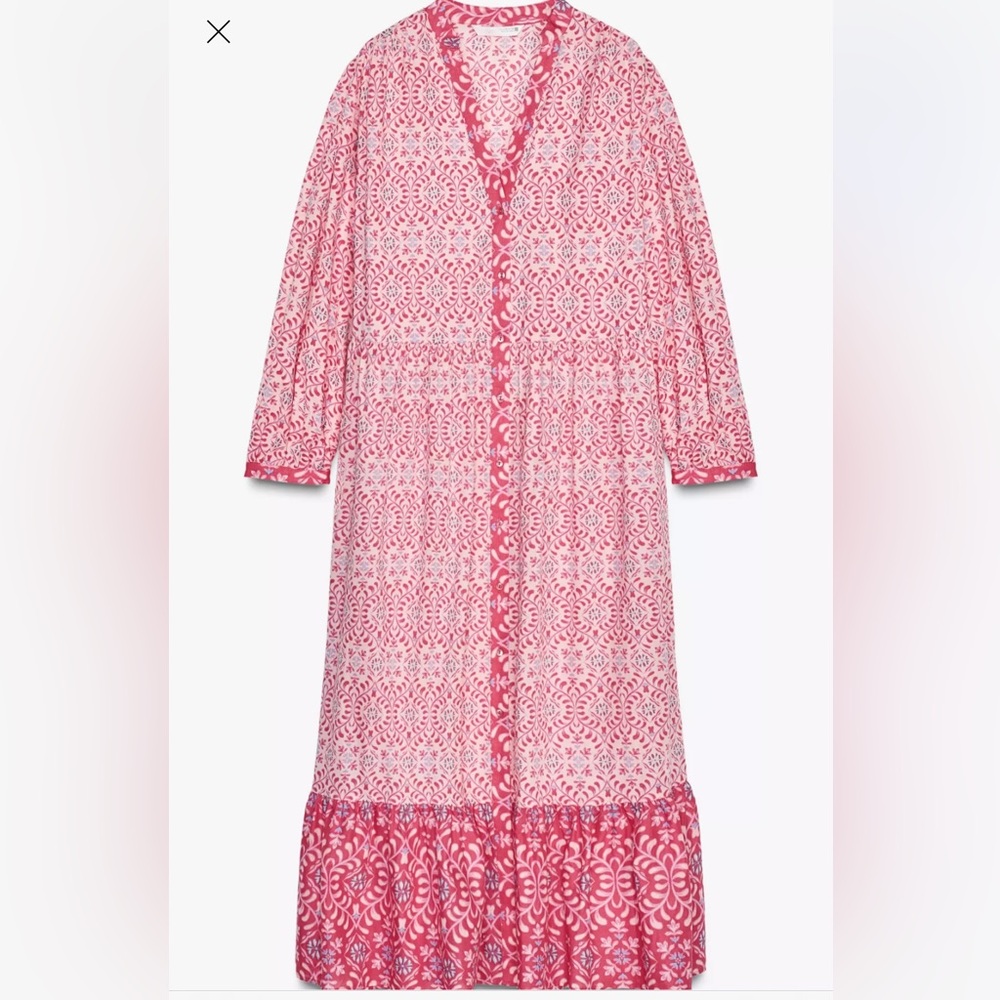 ZARA Pink Printed Midi Dress Size Small